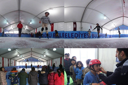 Kasımpaşa Sahil’de Buz Pateni Keyfi